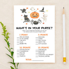 Halloween Pumpkin What's in Purse Baby Shower Game Brevpapper