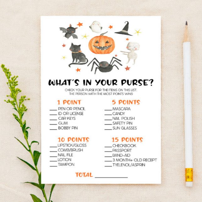 Halloween Pumpkin What's in Purse Baby Shower Game Brevpapper (Skapare uppladdad)
