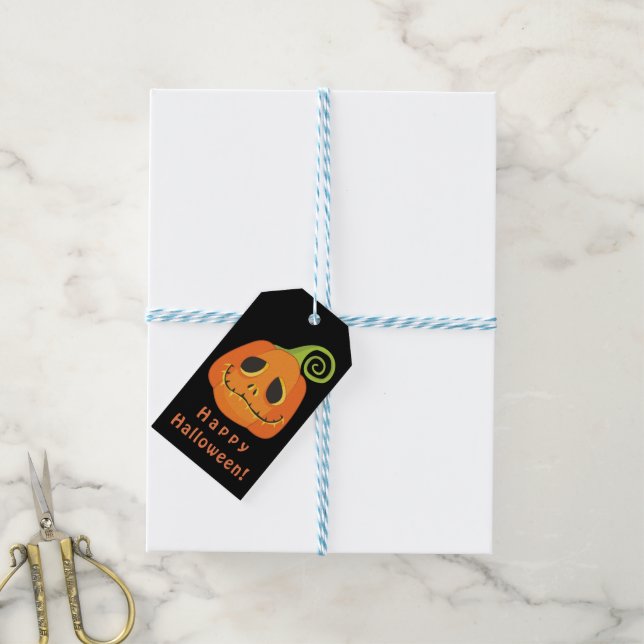 Halloween Pumpkin Whimsical Party Favor Presentetikett (Med Snöre)