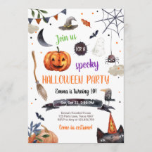 Halloween Pumpkin Witch Cat Spider Spooky Birthday