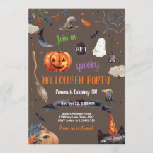 Halloween Pumpkin Witch Cat Spider Spooky Birthday