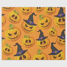 Halloween Pumpkin Witch Hat Orange Mönster Presentpapper