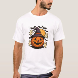 Halloween Pumpkin Witch Hat T-Shirt 🎃