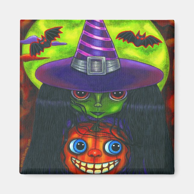 Halloween Pumpkin Witch Magnet (Framsidan)