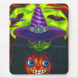 Halloween Pumpkin Witch Mousepad Musmatta