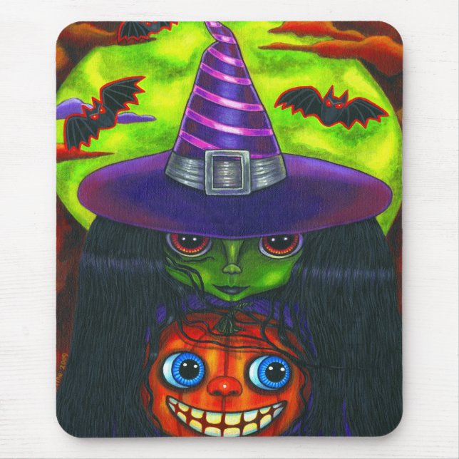 Halloween Pumpkin Witch Mousepad Musmatta (Framsidan)