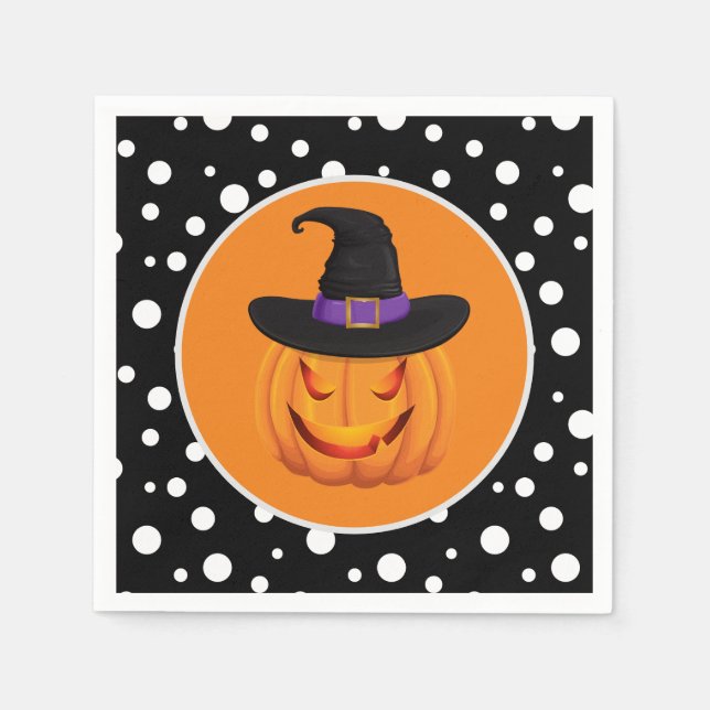 Halloween Pumpkin Witch Pappra Napkins Pappersservett (Framsidan)