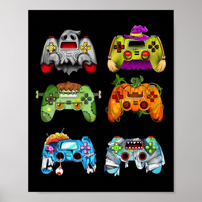 Halloween Pumpkin Witch-spelkontrollanter Zombie Poster (Framsidan)