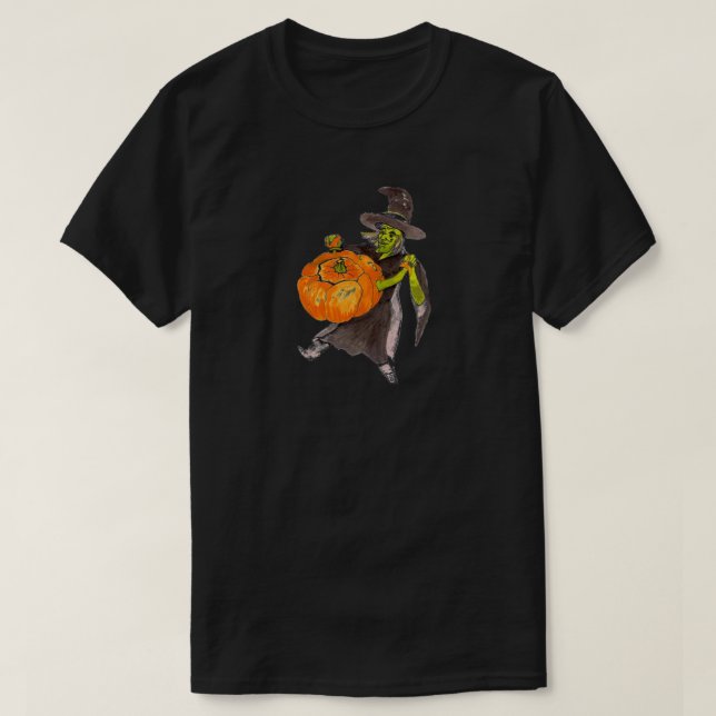 Halloween Pumpkin Witch Warlock Dance Tee Shirt (Design framsida)