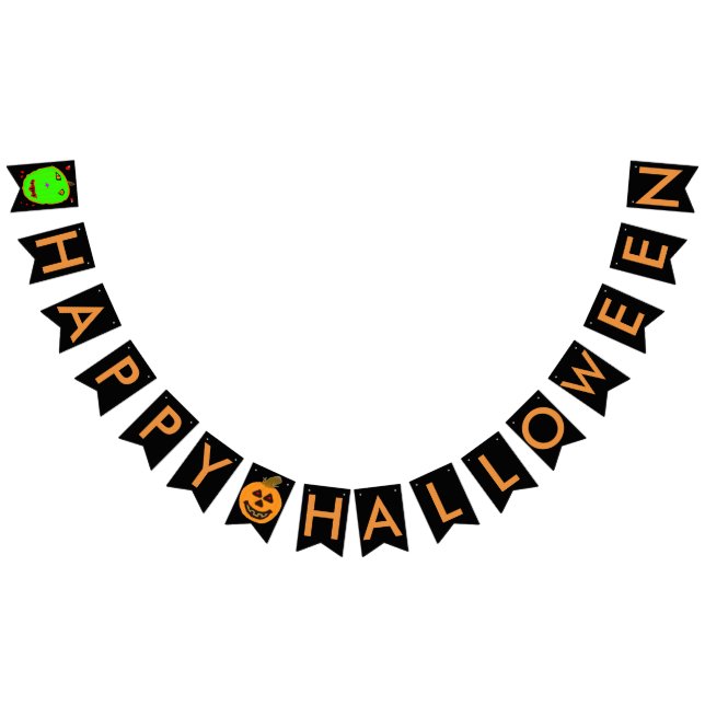 Halloween Pumpkin Zombie Bunting Banner Vimplar (Alla)