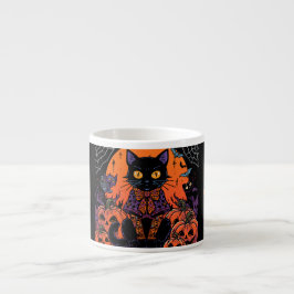 Halloween, Pumpkinfläck Prowler, Svart Katt Espressomugg