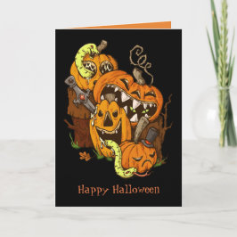 Halloween Pumpkins and Snakes Greeting Card Kort