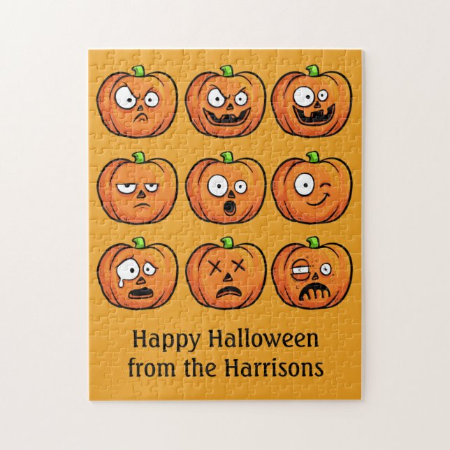 Halloween Pumpkins anpassningsbar text pussel (Vertikal)