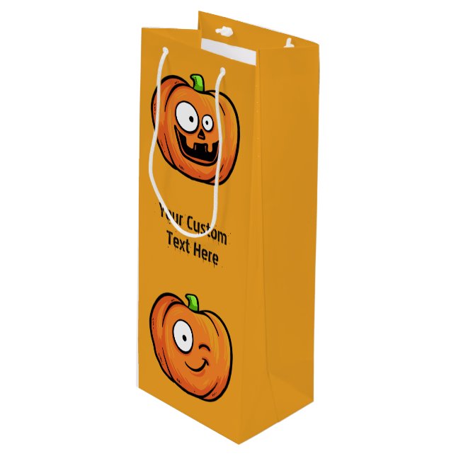 Halloween Pumpkins anpassningsbar vin presentsäck (Framsidan Vinklad)