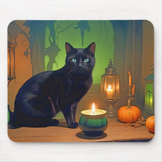 Halloween Pumpkins Cat Cute Spooky Festive Magic Musmatta (Framsidan)