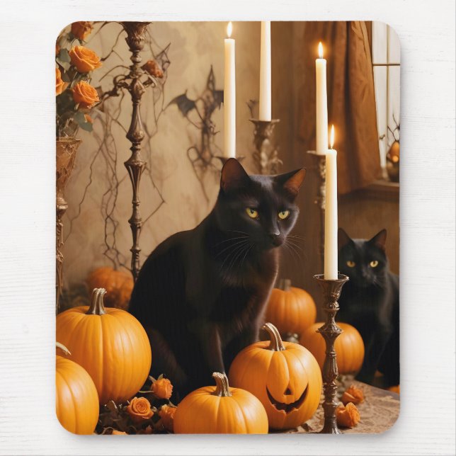 Halloween Pumpkins Cat Cute Spooky Festive Magic Musmatta (Framsidan)