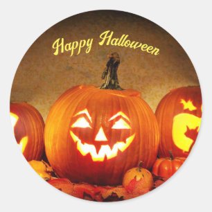 Halloween Pumpkins Classic Round Sticker Runt Klistermärke