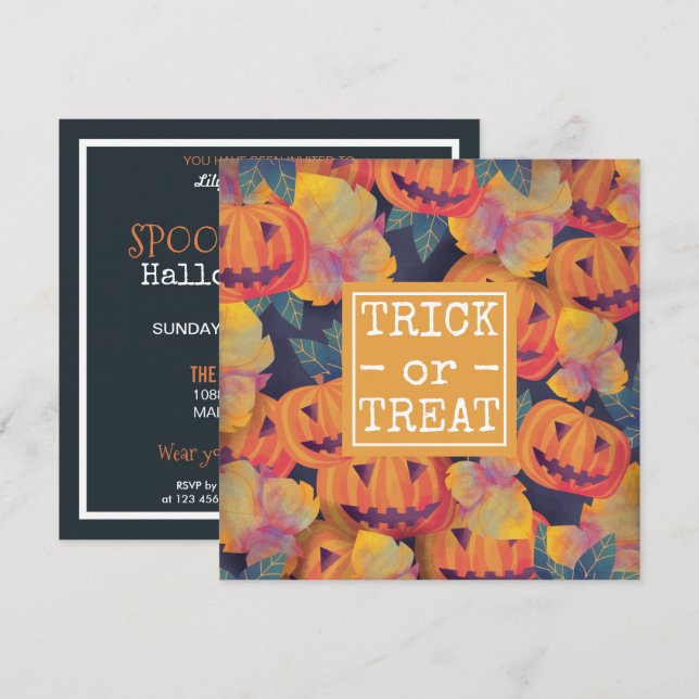 Halloween Pumpkins Costume Party | Inbjudan (Fram/baksida)