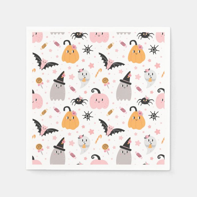 Halloween Pumpkins Fladdermöss, Spiders, Ghost och Pappersservett (Framsidan)