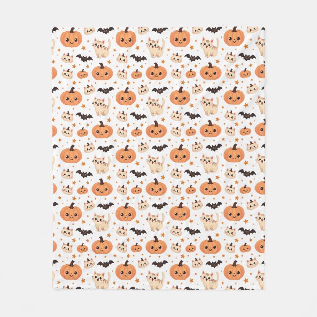 Halloween Pumpkins Fladdermus Cats - Cheerful Fleecefilt (Framsidan)
