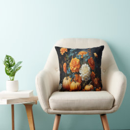 Halloween Pumpkins Flowers Kudde