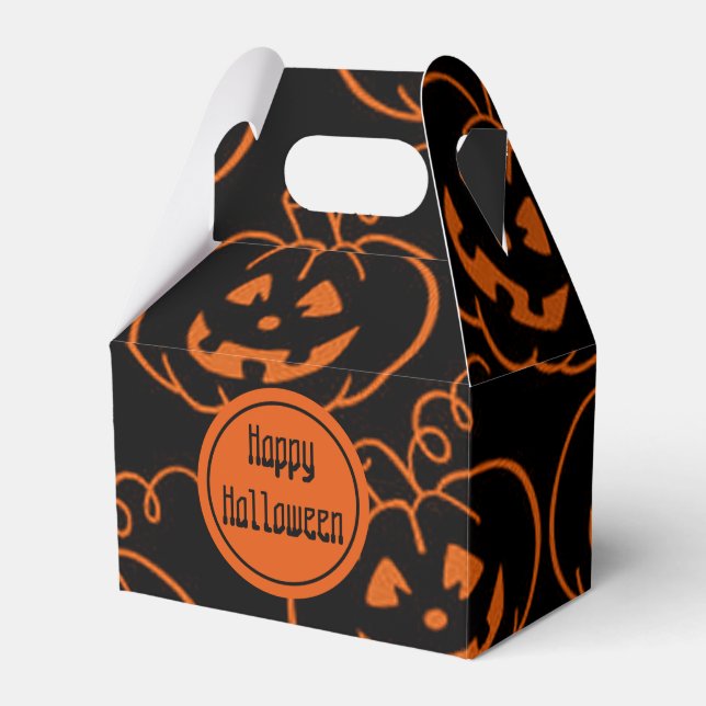 Halloween Pumpkins Gable Favor Box Presentaskar (Framsidan Sidan)