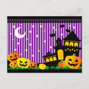 Halloween Pumpkins, Haunted House och Fladdermöss Vykort