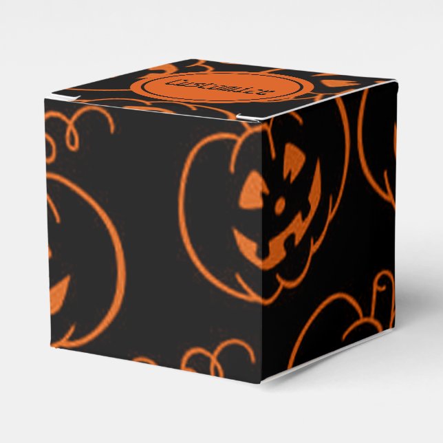 Halloween Pumpkins Jack-O-Lantern Cube Favorbox Presentaskar (Framsidan Sidan)