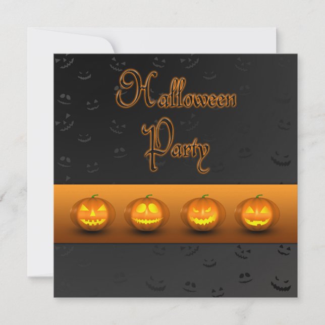 Halloween Pumpkins Jack-o-Lantern Inbjudningar (Framsida)