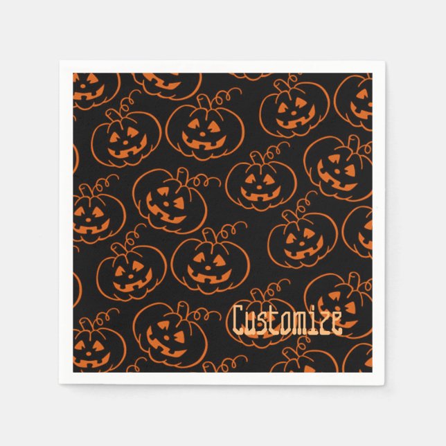 Halloween Pumpkins Jack-O-Lantern Napkins Pappersservett (Framsidan)