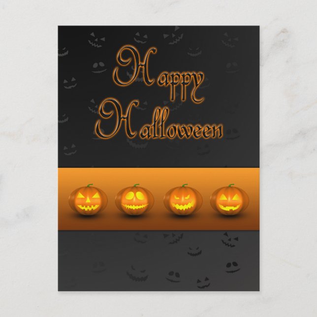 Halloween Pumpkins Jack-o-Lantern Vykort (Framsida)
