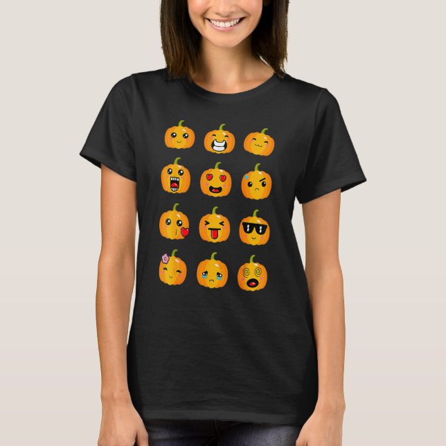 Halloween Pumpkins Känslor Boys Girls Kids Cute H T Shirt (Framsida)
