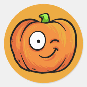 Halloween Pumpkins-klistermärken 4 Runt Klistermärke