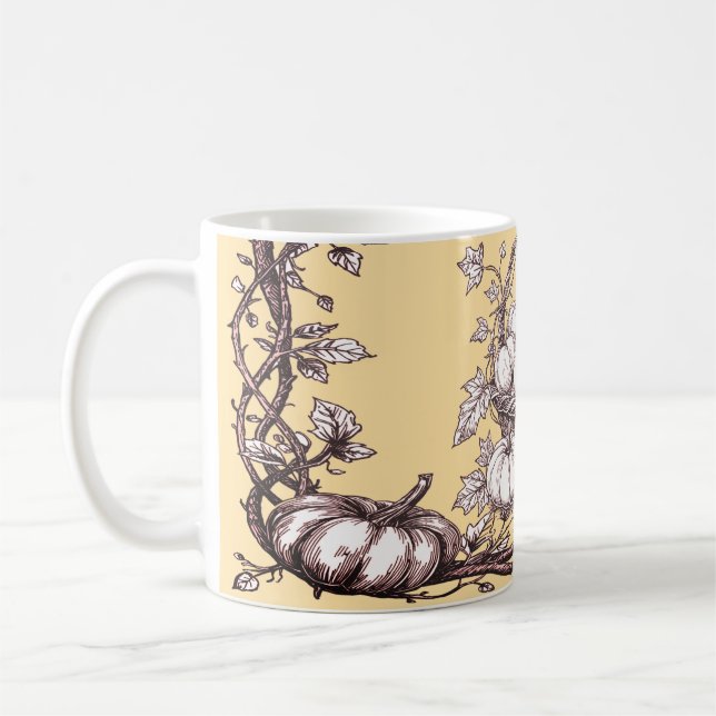 Halloween Pumpkins med Höst löv Kaffemugg (Vänster)