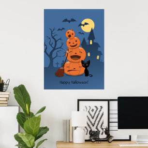 Halloween Pumpkins och Black Cat Poster