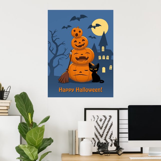 Halloween Pumpkins och Black Cat Poster (Hemmakontoret)