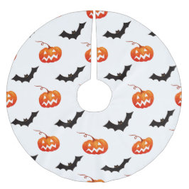 Halloween Pumpkins och Fladdermus, Bus eller godis Julgransmatta Borstad Polyester