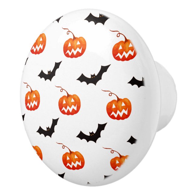 Halloween Pumpkins och Fladdermus, Bus eller godis Knopp (Höger)