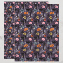 Halloween Pumpkins och Gravsten Scrapbook Papper