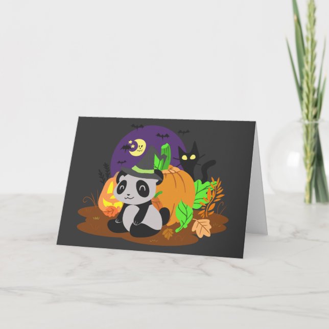Halloween Pumpkins och Panda Kort (Framsida)