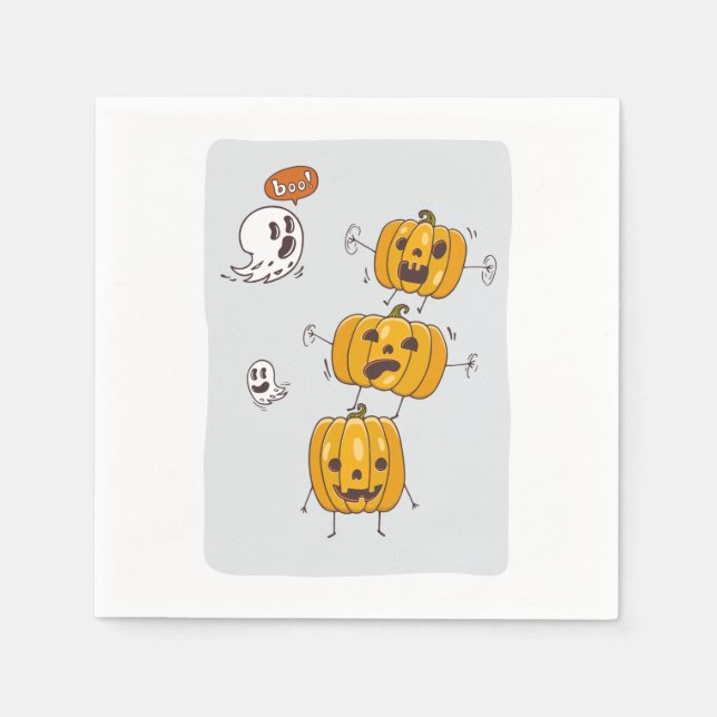 Halloween Pumpkins och Spöken Pappra Napkins Pappersservett (Framsidan)