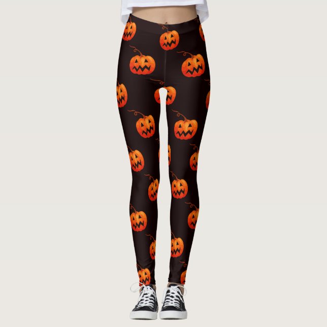 Halloween Pumpkins, Orange Pumpkins Bus eller godi Leggings (Framsida)