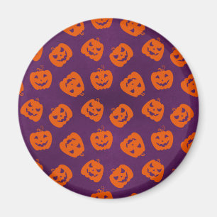 Halloween Pumpkins på Lila Background Mönster Magnet