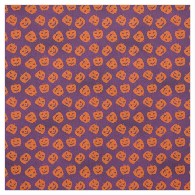 Halloween Pumpkins på Lila Background Mönster Tyg (Provkarta)