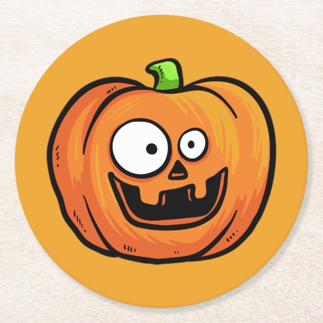 Halloween Pumpkins papper underlägg 1 Rund (Framsidan)