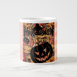 Halloween, Pumpkins Party, Black Pink Jumbo Mugg