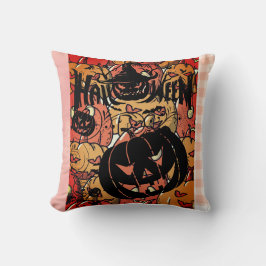 Halloween, Pumpkins Party, Black Pink Kudde