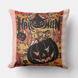 Halloween, Pumpkins Party , Black Pink, Kudde