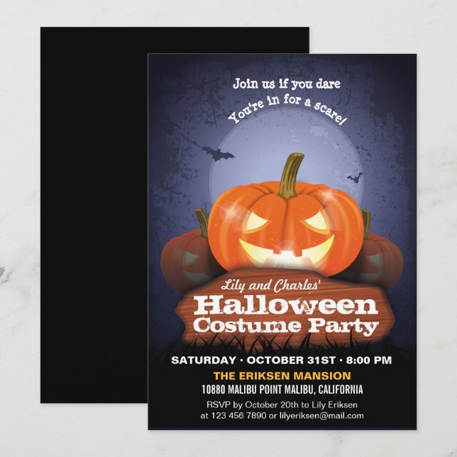 Halloween Pumpkins Party-inbjudan Inbjudningar (Fram/baksida)