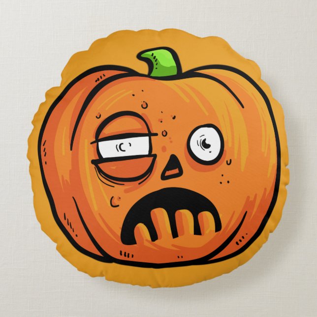 Halloween Pumpkins runda kudde 1 (Framsidan)